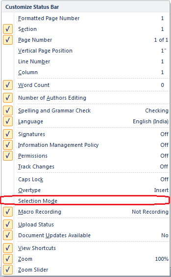 Customize Status Bar